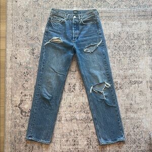 BDG Women's Distressed Blue Boyfriend Jeans